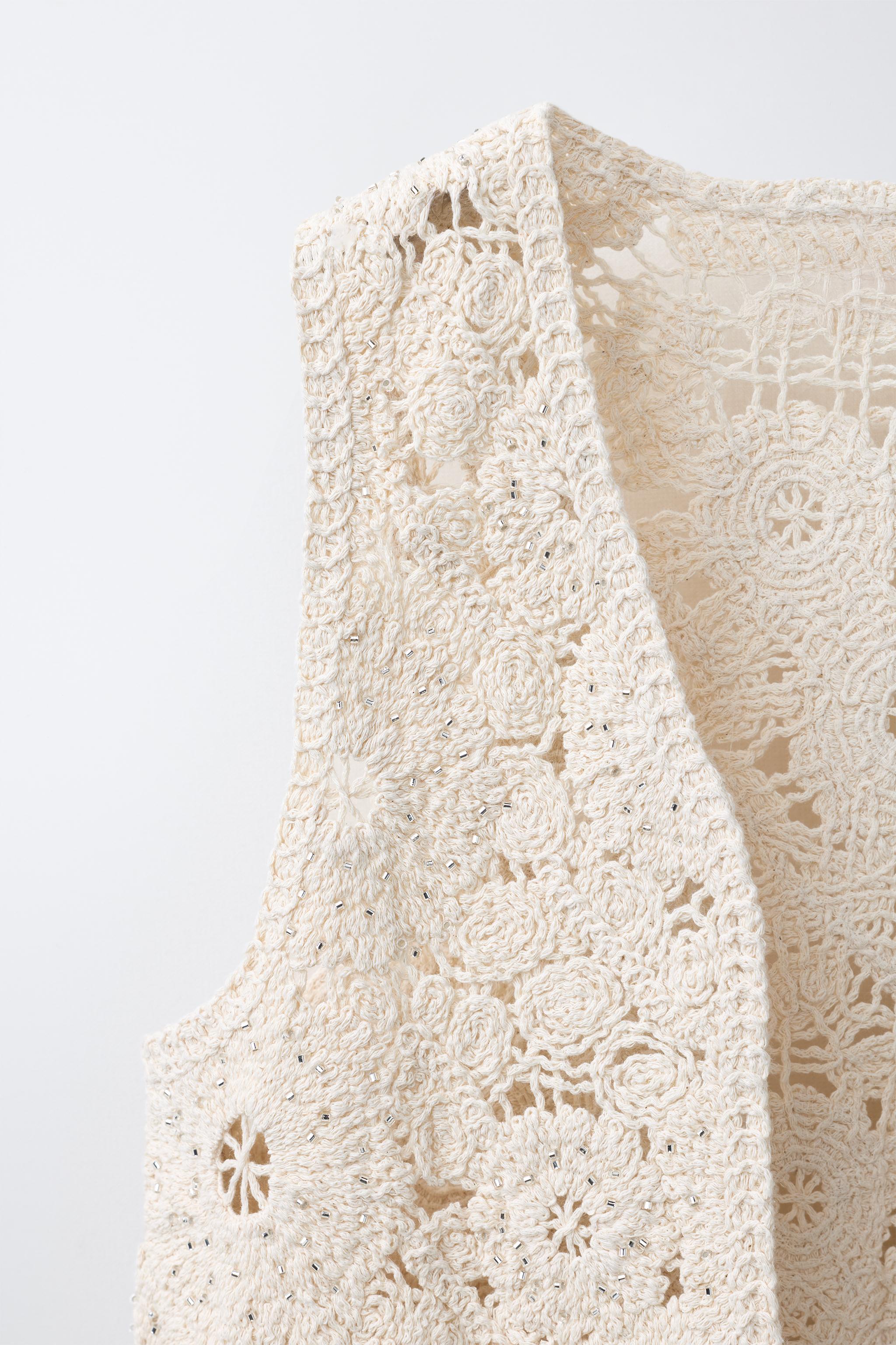 GILET FLEURS CROCHET FANTAISIE